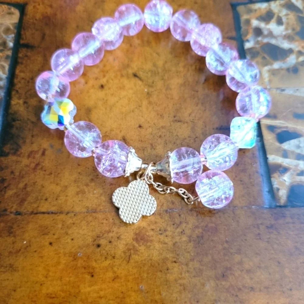 Elegant Pink Beaded Bracelet Set